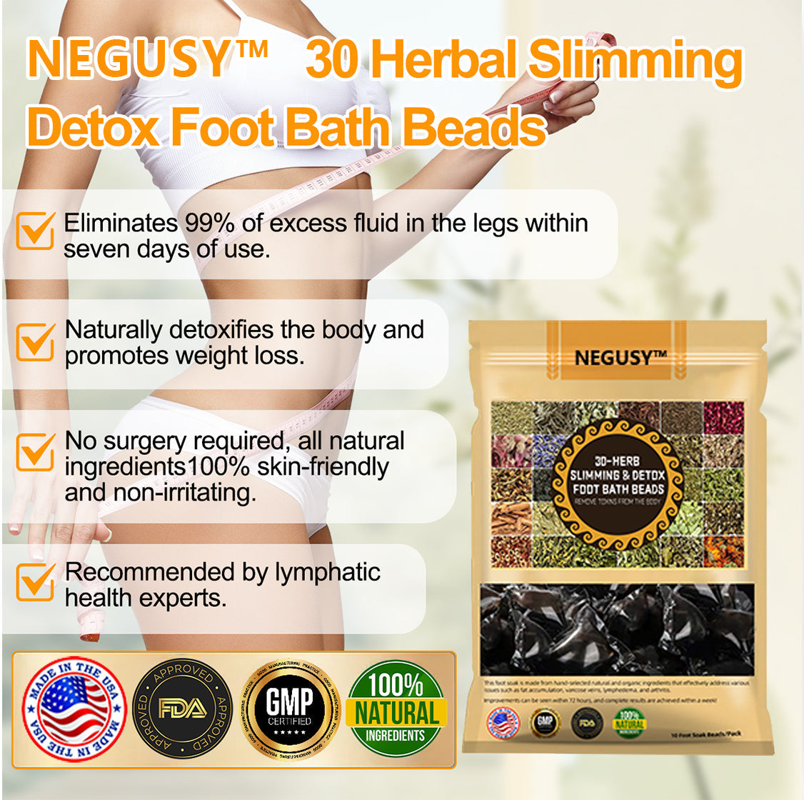 ❤️NEGUSY™ 30-Herb Slimming & Detox Foot Bath Beads-🦵👩‍⚕️(LANA Certification, Lymphatic Association of America)